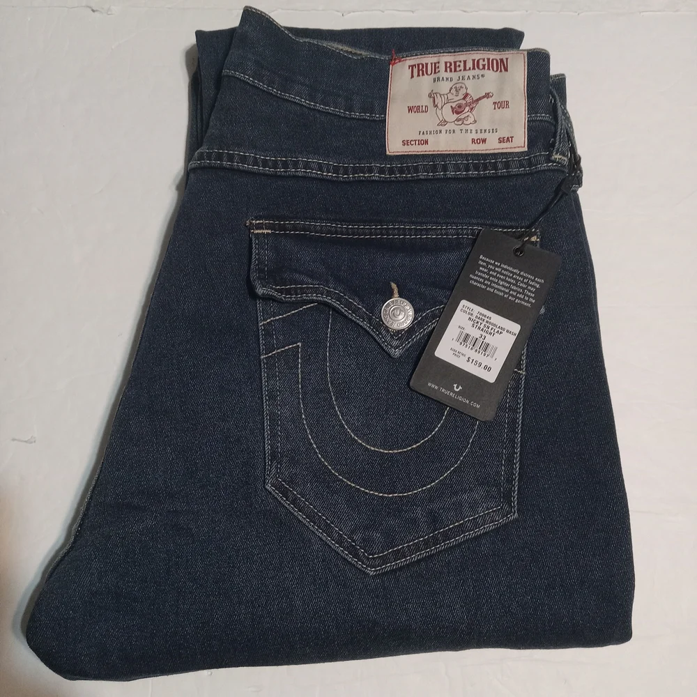 True Religion Men's Ricky Relaxed Straight Leg Blue Jeans NWT